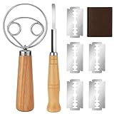 MmotZsb 9-teiliges Set Mit Eichenholzgriff, Professionelles Backwerkzeug Für Pizza- Und Brotteig, Inklusive Aufbewahrungstasche Und Brotschneidemesser