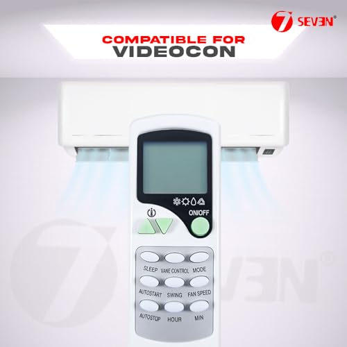 Image of 7SEVEN Compatible with Videocon AC Remote Control ZC /LW-01 Model 7A Suitable for Split and Window 1 1.5 2 Ton Air Conditioner - Match Each Keys Exactly to Replicate Genuine Remote Function