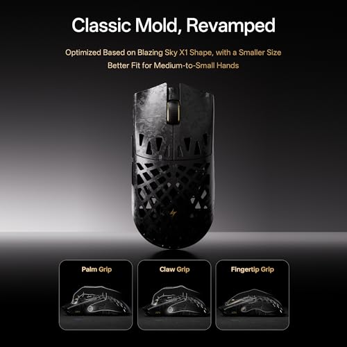 Image of ATK Blazing Sky Ghost Hollow Carbon Fiber Wireless Gaming Mouse,PAW3950 Ultra Sensor, Nordic 54L15, 8k Poling, 48g, Tri-Mode 2.4G /Bluetooth /Wired