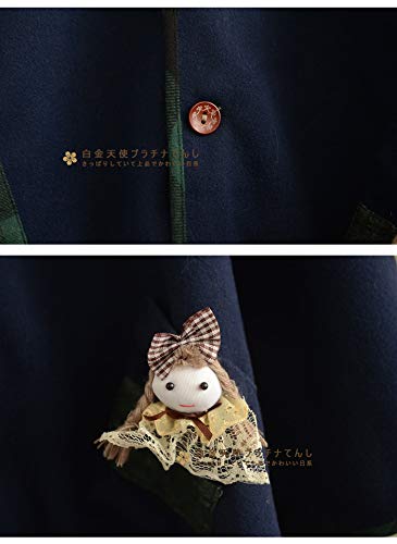 Aza Boutique Women`s Cute Button Down Tweed Cat Ears Hooded Cape Navy,One Size #TOP3