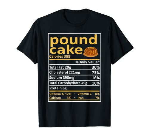 Pound Cake Nutrición Datos de Alimentos Divertido Traje de Acción de Gracias Camiseta