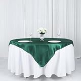 Efavormart 60' Satin Square Tablecloth Overlay for Wedding Catering Party Table Decorations Hunter Emerald Green Square Tablecloth Cover