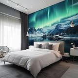 Generico Carta da Parati Aurora Boreale, Carta Parati Aurora per Camera da Letto Decorazioni Parete, Fotomurale Effetto Decorativi Wallpaper, 100 x 70 cm D&Q10