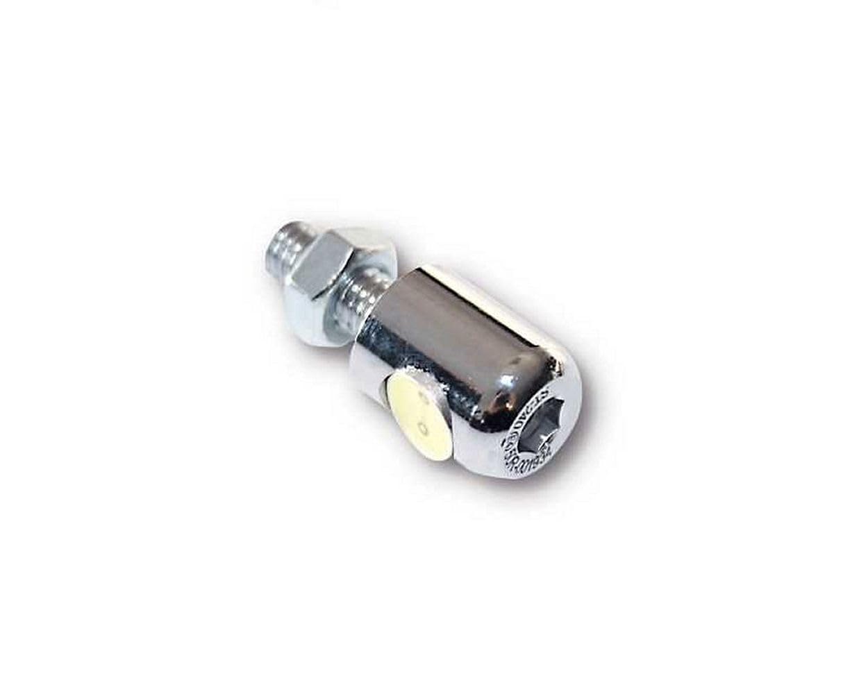 Kennzeichenbeleuchtung LED rund, verchromt, D. 13 mm mit Bolzen M6, Motorrad