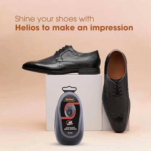 Image of Helios Shoe Shine Sponge for Leather Shoes | Instant Shine Sponge | Easy to Use Shoe Cleaner | Long Lasting Shine for Formal Shoes, Boots & Leather (Black, Pack of 5)