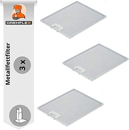 DREHFLEX - AK117-3 - 3x Metallfettfilter für Dunstabzugshaube 250x322mm Bosch Siemens Neff für Teile-Nr. 353110 00353110