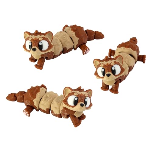3D Printed Articulated Ferret Fidget Toy 3 Pack – Flexible Cute Animal Desk Decor, Adult Collectible – 3D Printed in USA