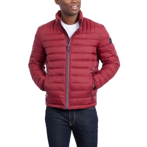 Image of Tommy Hilfiger Mens Embroidered Logo Puffer Jacket