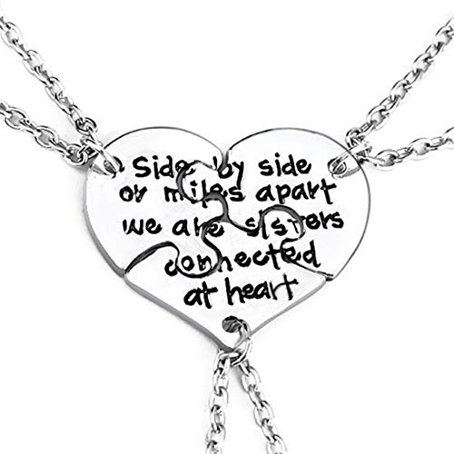 3 Pcs Best Friends Forever Engraved Necklace Broken Heart Charm Pendant Set BFF