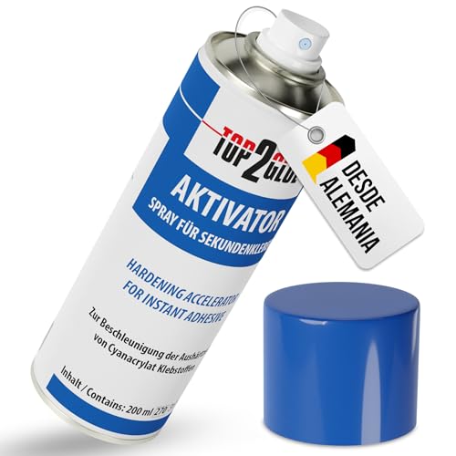 Top2Glue Spray activador de superpegamento 200 ml – Spray para el curado rápido de superpegamentos – acelerador de curado de cianoacrilato – fuerte adhesión con todos los superadhesivos (1 lata)