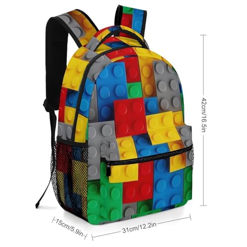 Colorful Bricks Colorful Building Blocks Teens School Backpack Bookbag For Travel Laptop Bag Kids Boys And Girls Back To School Gifts2