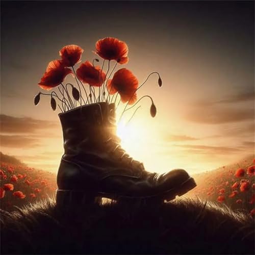 Puzzle de 35 Piezas,Zapatos Amapolas Puesta de Sol Puzzle para Adultos,Un Desafiante Acertijo,Juegos de Rompecabezas para Toda la Familia,Rompecabezas Adultos DIY Arte