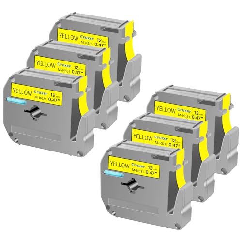 Cruxer 6�p�b�N �����p P Touch M�e�[�v M-K631 MK631 M631 M-K631s �u���b�N �I�� �C�G���[ 12mm 0.47 1/2�C���` Ptouch PT-M95 PT-80 PT-90 PT-70 PT-65 PT-85