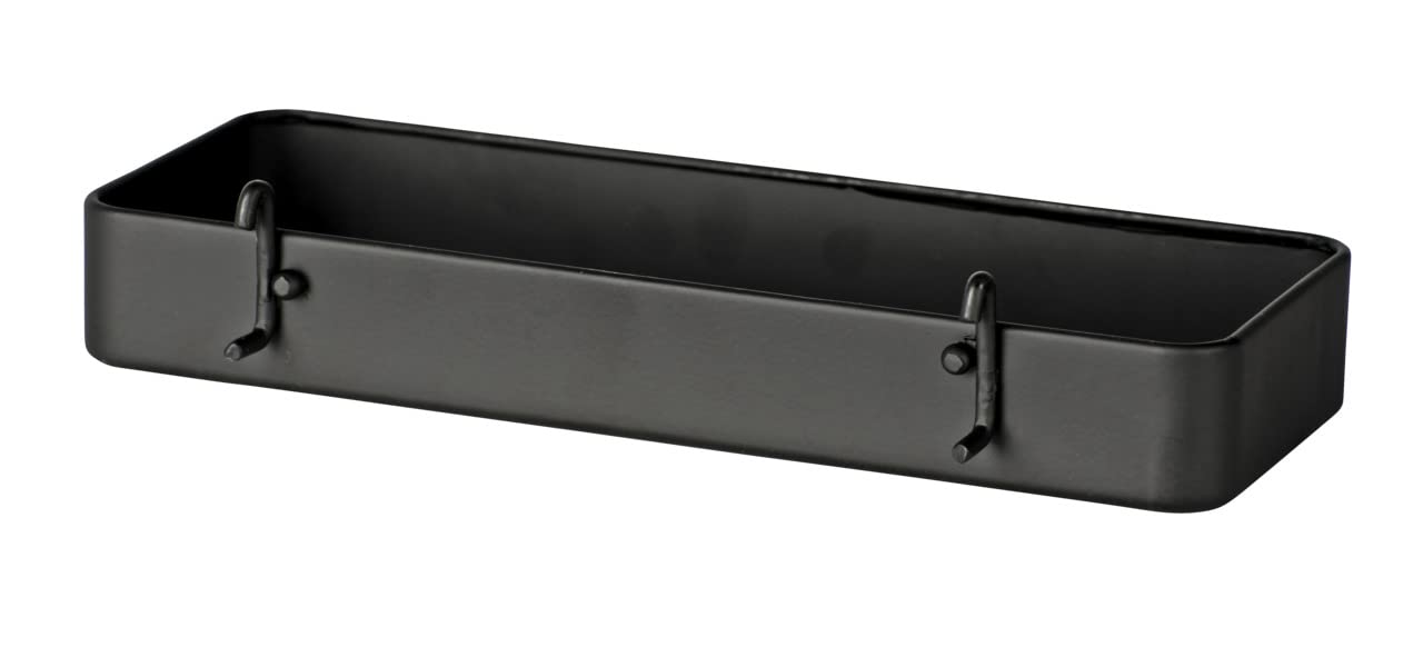 WENKO Memoboard Schreibtisch Organizer Schwarz | Wandorganizer für Küche, Büro, Flur | Lochplatte Metall Set 3 Magneten, 5 Haken, 2 Behälter
