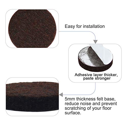 Uxcell 70Pcs Furniture Pads Round 3/4" Self-Stick Non-Slip Anti-Scratch Felt Pads Floors Protector Dark Brown #TOP3