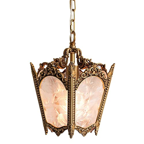 Suspension en verre en fleur de glace E27 rétro pour salon