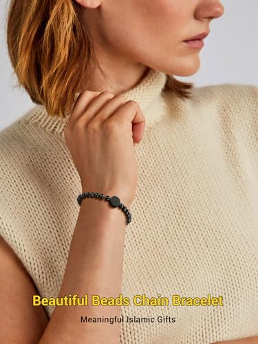 PROSTEEL Allah Bracelet, Muslim Islamic Jewelry Religious Islam Arabic God Charm Stainless Steel Beads Chain Bracelet, fits wrist from 5.9'' to 7.9'', Come with Box2