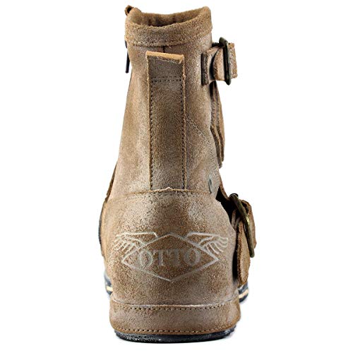 Image of Leather Casual Motorcycle Combat Chukka Western Dress Ankle Boots for Men with Side Zipper CD-5008-1-ABNHD