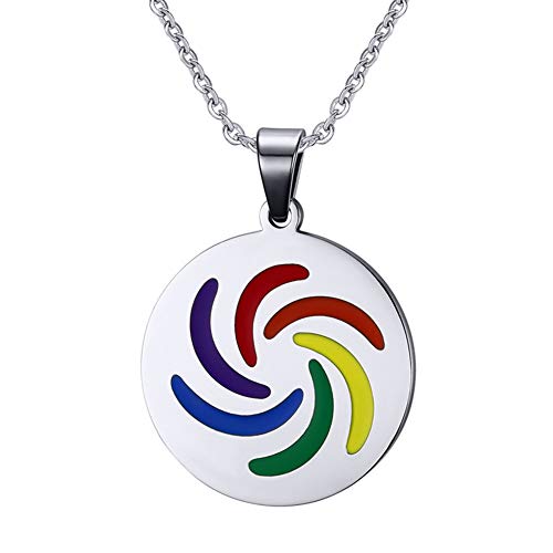 Preisvergleich Produktbild NICEWL Lesbische Regenbogen Stolz Flagge Anhänger Halskette-LGBT Edelstahl Paare Schmuck, Handgemachte Retro-Mode-Stil, Männer Valentine Zubehör Geschenk