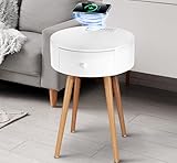 AltimaArs Table with Charging Station - Night Stand with Outlets, USB Ports, Wireless Charger & Storage Drawer, Bedside Nightstand for Bedroom