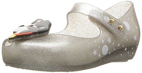 mini melissa Baby-Girl's Mini Ultragirl + Lady and The Tramp Ballet Flat, Silver Lining Glitter, 5 M US Toddler
