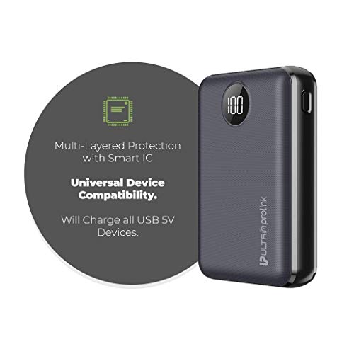 Image of UltraProlink UM0101 Boost Mini 10000mah Li-Polymer Power Bank with 2 inputs & 2 outputs 10.2W Fast Charging(Black)