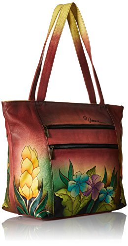 Anna By Anuschka Womens N157Genuineleatherconvertible Large Tote Hand-Painted Original Artwork,Mediterranean Garden,Large #TOP1