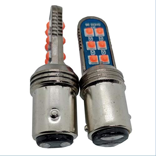 Image of BAY15D 1157 Universal LED Parking Back Brake Tail Light for All Car and Bikes Strobe Function Pack of 2, Red Color
