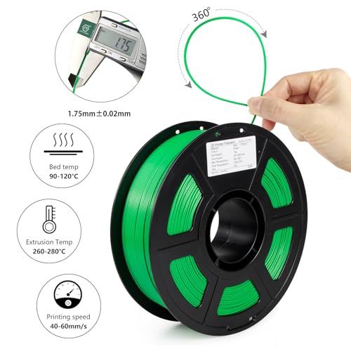 Image of ASA Filament 1.75mm, UV /Heat Resistant /Weather Resistant ASA 3D Printer Filament, Perfect for Printing Outdoor Functional Parts, Green Filament 1kg(2.2lbs) Spool