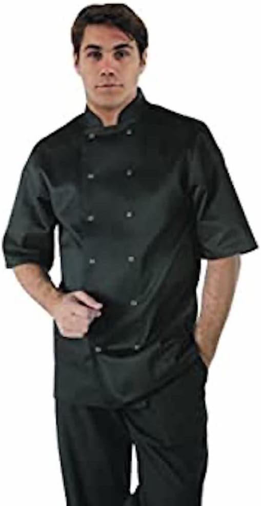 Whites Chefs Apparel A439-XS Vegas Chef Jacket, Short Sleeve, Black