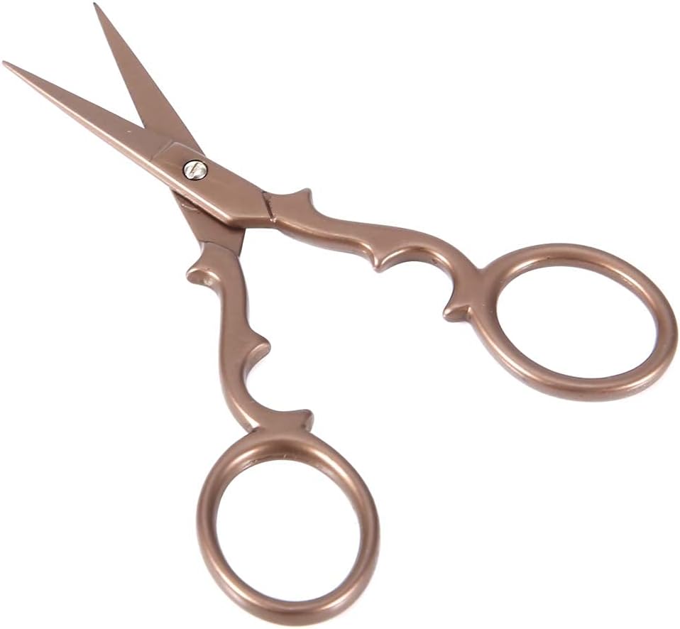 Embroidery Scissors Vintage Gourd Shape Scissors Stainless Steel Needlework Sewing Scissors Shears for DIY Craft Art Work Thread Cutting(Tawny)