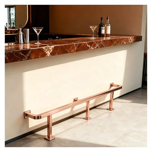 Repose-pieds de bar en acier carré 230cm laiton avec supports au sol