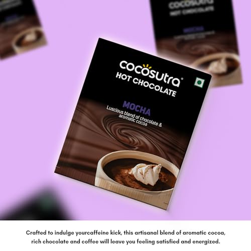 Image of COCOSUTRA Drinking Chocolate Mix | Mocha | 20 Single-Serve Sachets (20g Each) | Vegan & Gluten Free | No Preservatives | Enjoy Hot or Cold | Ready in 2 Minutes | 400g | Mocha Drinking Chocolate, 20 Single Serves, Gluten Free & Vegan, Enjoy Hot or Cold, Celebration Box