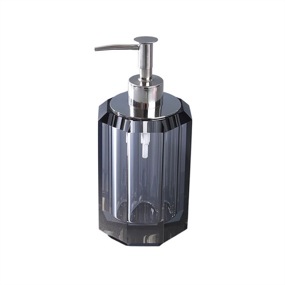 Dispenser Sapone Distributore di Sapone in Cristallo di Alta qualità for Bagno, Shampoo, Gel Doccia, Dispenser di Sapone for Hotel Sapone Bagno Dosatore(Grijs)
