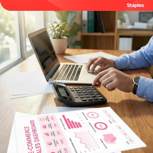 Calculadora solar de 10 dígitos Staples para evitar errores en cuentas de negocio 7