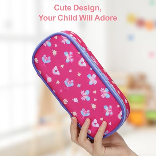 Image of Bagseri Pencil Case for Kids - Special Cute Pencil Pouch for Girls Large Capacity Pencil Bag Aesthetic Kids Pencil Box for School (Rose Pink Butterfly)