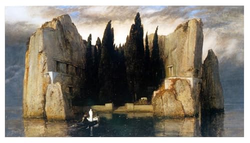 Social Crazy Stampa in Tela Canvas 100% QUALITà ITALIA - Bocklin - L'isola dei morti - effetto Dipinto Idea Regalo Casa quadro cucina stanza da letto soggiorno (40x72 cm)