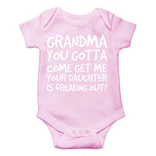 AW Fashions Grandma Come Get Me. Your Daughter Is Freaking Out Baby Bodysuit Newborn Clothes Cute Outfits (Newborn, Pink)