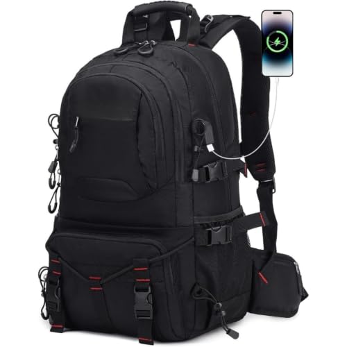 Mochila 40L Reforçada Impermeável Trekking Caminhada Camping Montanhismo Unissex Aventura Exterior Resistente (Preto)