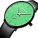 FIZILI Mens Watches Ultra-Thin Minimalist Waterproof-Fashion Wrist Watch for Men Unisex Dress with Leather Band Black Leather Band Dark Green Face Silver Hand