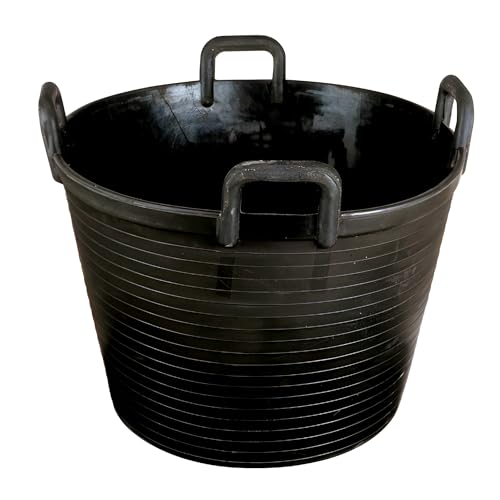 Bricoloco Nacelle en caoutchouc avec 4 poignées – chantier, jardin, recyclage, élevage – Hauteur 410 mm et ouverture 580 mm – Capacité 85 litres (1)
