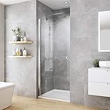 Heilmetz Duschtür für Nische 90 x 185 cm Dusche Pendeltür, Duschkabine Schwing Glastür Nischentür Dusche Duschtüren Duschabtrennung aus 6mm ESG Sicherheitsglas mit Beidseitiger Nano Beschichtung