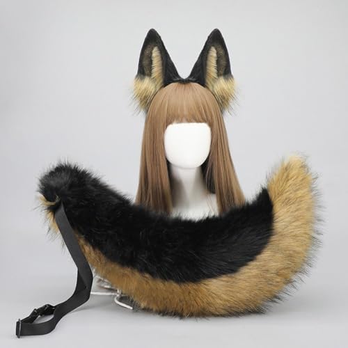 Serre-tête oreilles de loup et queue de chien en fourrure pour cosplay - 5