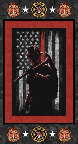 Firefighter Fabric – Fire Department Cotton Quilting Fabric by Sykel Enterprises, Precut Yardage for Sewing & Crafts Hero Panel