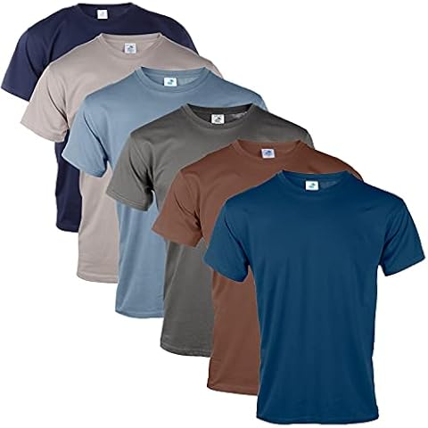 Blu Cherry 3 Pack Or 6 Pack Men's Cotton Regular Fit Round Collar Short Sleeve T-Shirt Top Assorted Multi Pack- Casual Regular Fit (6 Pack Assorted Colour, XL) Cover
