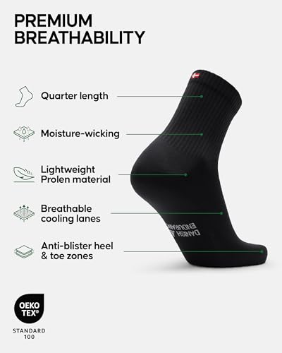 Image of DANISH ENDURANCE Quarter Athletic Socks - Breathable Fast-Dry Running & Gym Workout Socks for Men & Women, 3 & 5-Pack