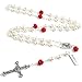 Hedi 6mm Glass Pearl Beads Catholic Rosary with Lourdes Center Piece by Hedi