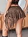 Avidlove Women Sexy Y2K Sheer Lace Ruffle Mini Skirt Low Rise Mesh Ruffle Micro Skirt Coquette Going Out Brown Large