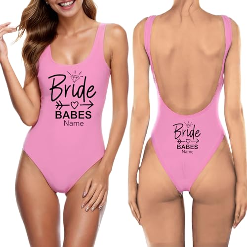 JPHCHSC Personalizado Mujer Traje de baño del Equipo de la Novia, Bikini de Fiesta de Femenino Traje de baño Estampado Novia Traje de baños, Despedida Soltera Bañador Bañadores 15