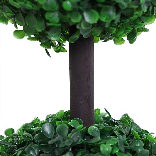 Outsunny Set of 2 Artificial Boxwood Ball Topiary Trees Potted Decorative Plant Indoor Décor (112cm)
